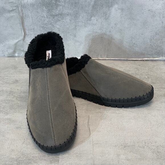 EASY STREET Grey Praire Comfort Faux Fur Round-Toe Slip-On Mules SZ 9.5 - Picture 1 of 8